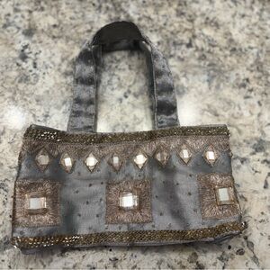 MONYA MINI BAG Elegant Gray and Gold Embellished Women's Bag vintage